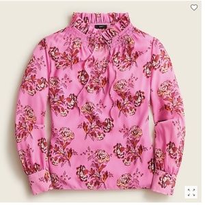 J. Crew Drapey Tie-neck Ruffle Top in Marigold Bouquets